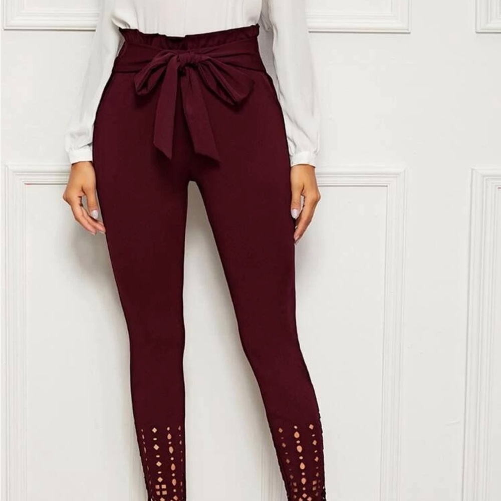 maroon pants with bow - Picture 2 of 8